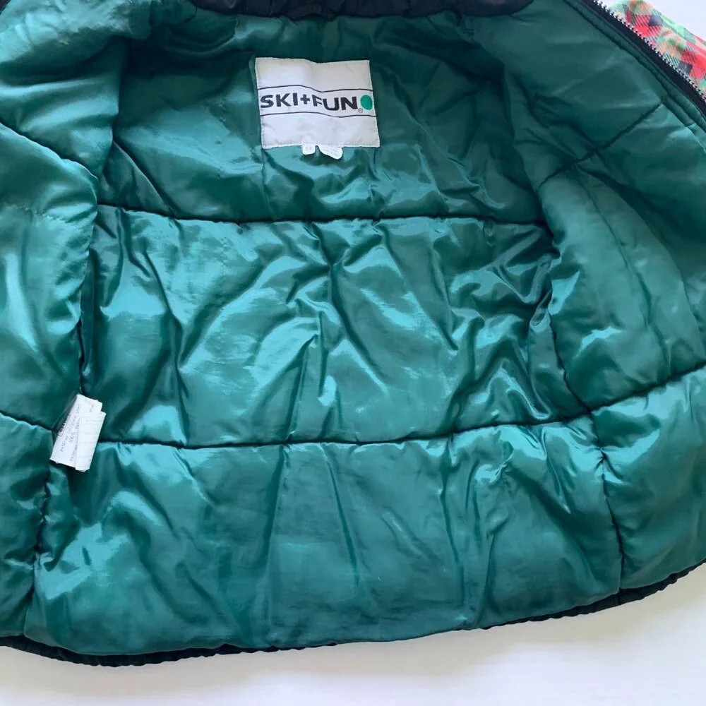 Ski + Fun Vintage Ski Jacket Puffer Insulated Retro sz 6x girls green hooded